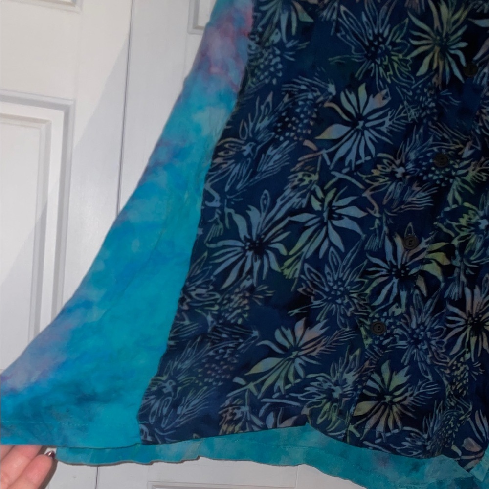 Soft Surroundings Navy and Teal Floral Blouse - Picture 9 of 12